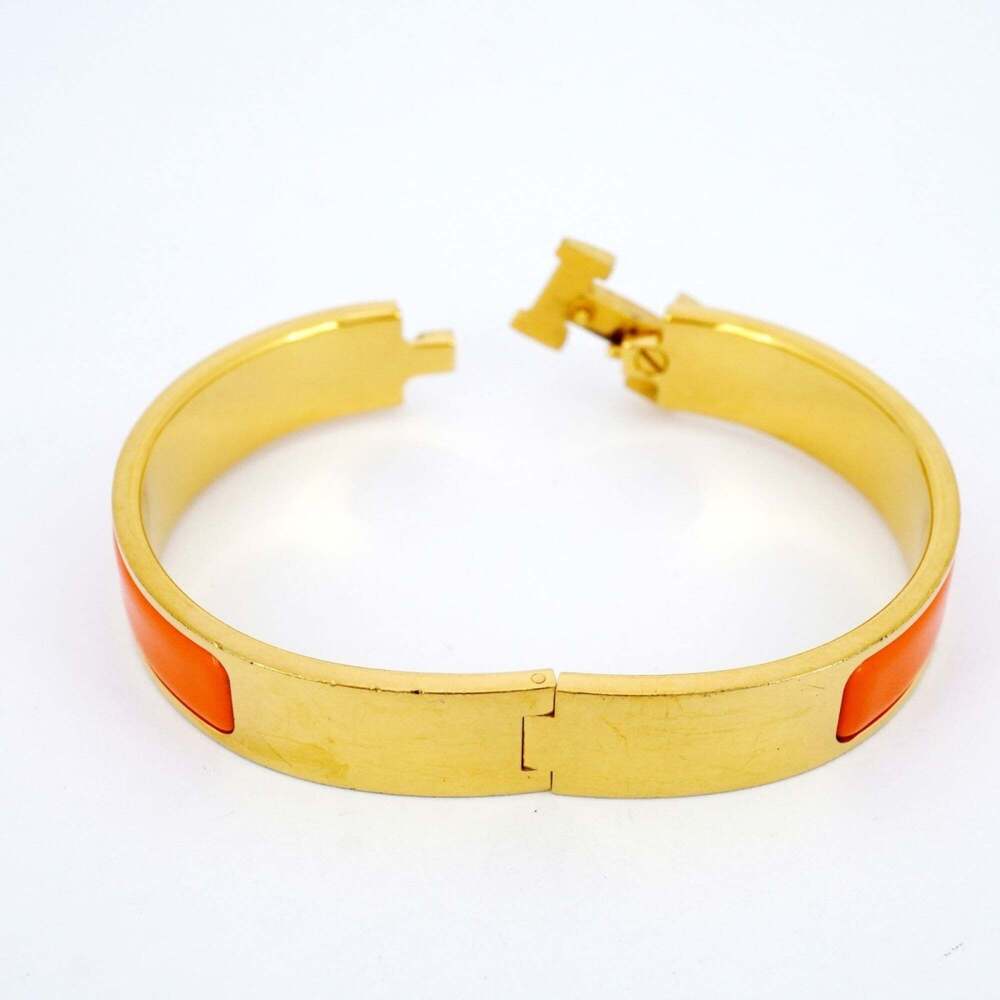 Hermes Click-Clack PM Bangle, GP Plated Gold, Orange, Women's - Picture 8 of 8